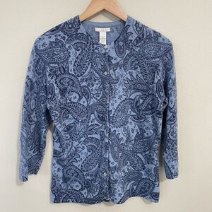 Tweeds Womens L Wool Angora Paisley Cardigan Sweater Fairy Whimsy Boho Romantic